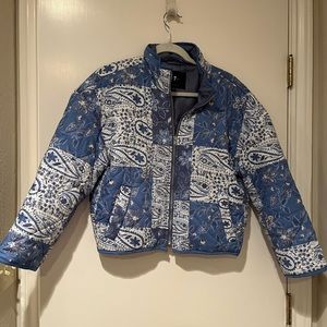 7 For All Mandkind Womens Quilted Paisly Blue Boho Jacket